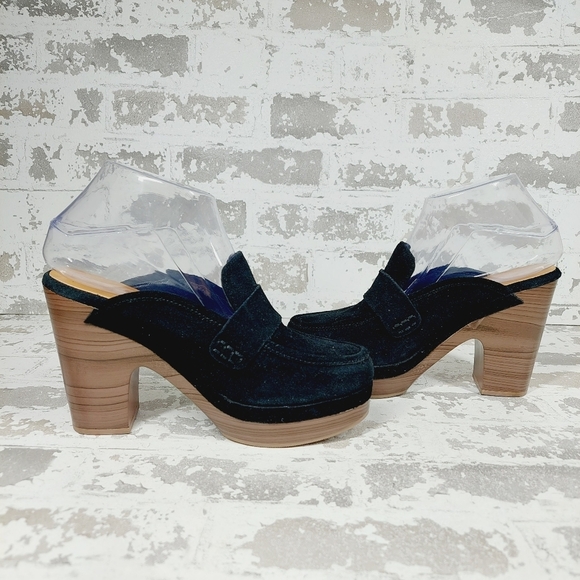 New Splendid Vina Black Suede Block Heel Platform Loafers V469 - Picture 3 of 12